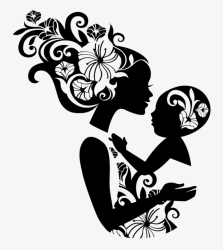 image of mother and child silhouetted